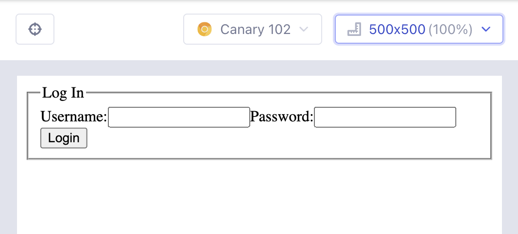 Cypress app showing mounted component test viewport scale